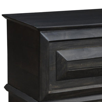 52" Dark Brown Solid Wood Storage Ottoman – Luxury Wood Collection