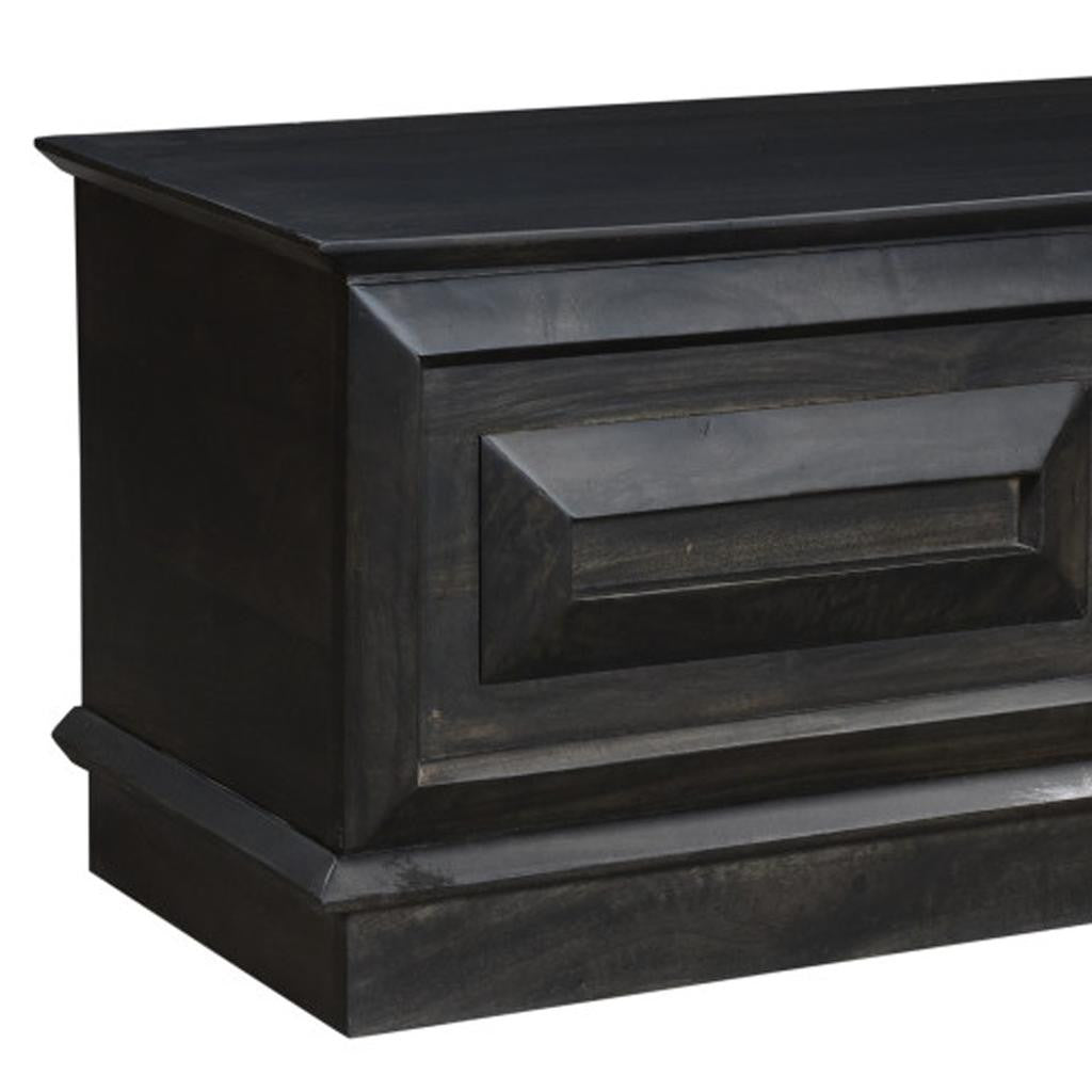 52" Dark Brown Solid Wood Storage Ottoman – Luxury Wood Collection