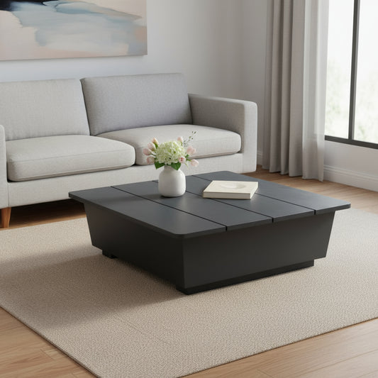 11" Black Aluminum Square Block End Table – Modern Luxe Accent Collection