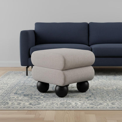 20" Gray & Black Fabric Ottoman – Luxe Lounge Accent