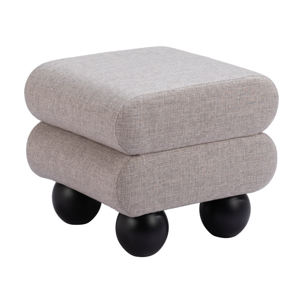 20" Gray & Black Fabric Ottoman – Luxe Lounge Accent