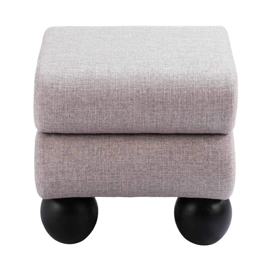 20" Gray & Black Fabric Ottoman – Luxe Lounge Accent