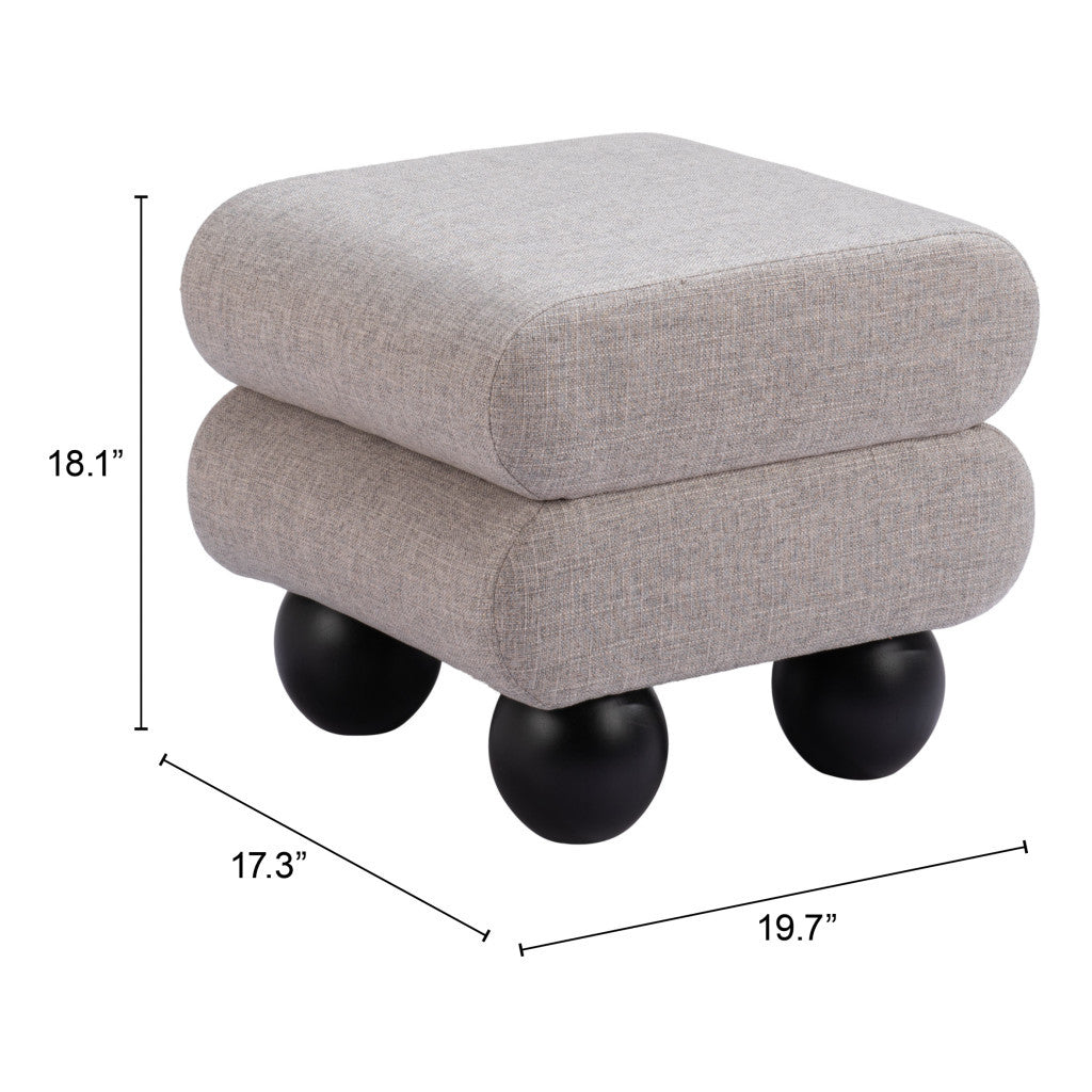 20" Gray & Black Fabric Ottoman – Luxe Lounge Accent