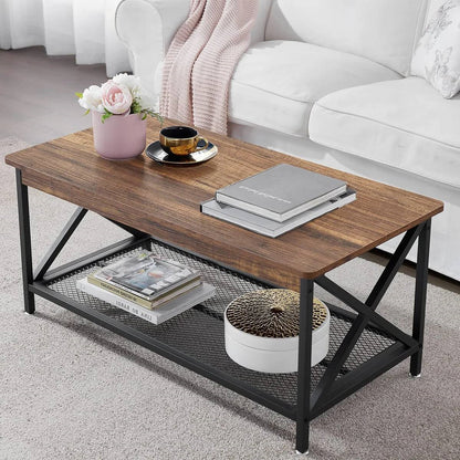 Modern Classic Metal + Wood Coffee Table