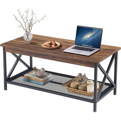 Modern Classic Metal + Wood Coffee Table