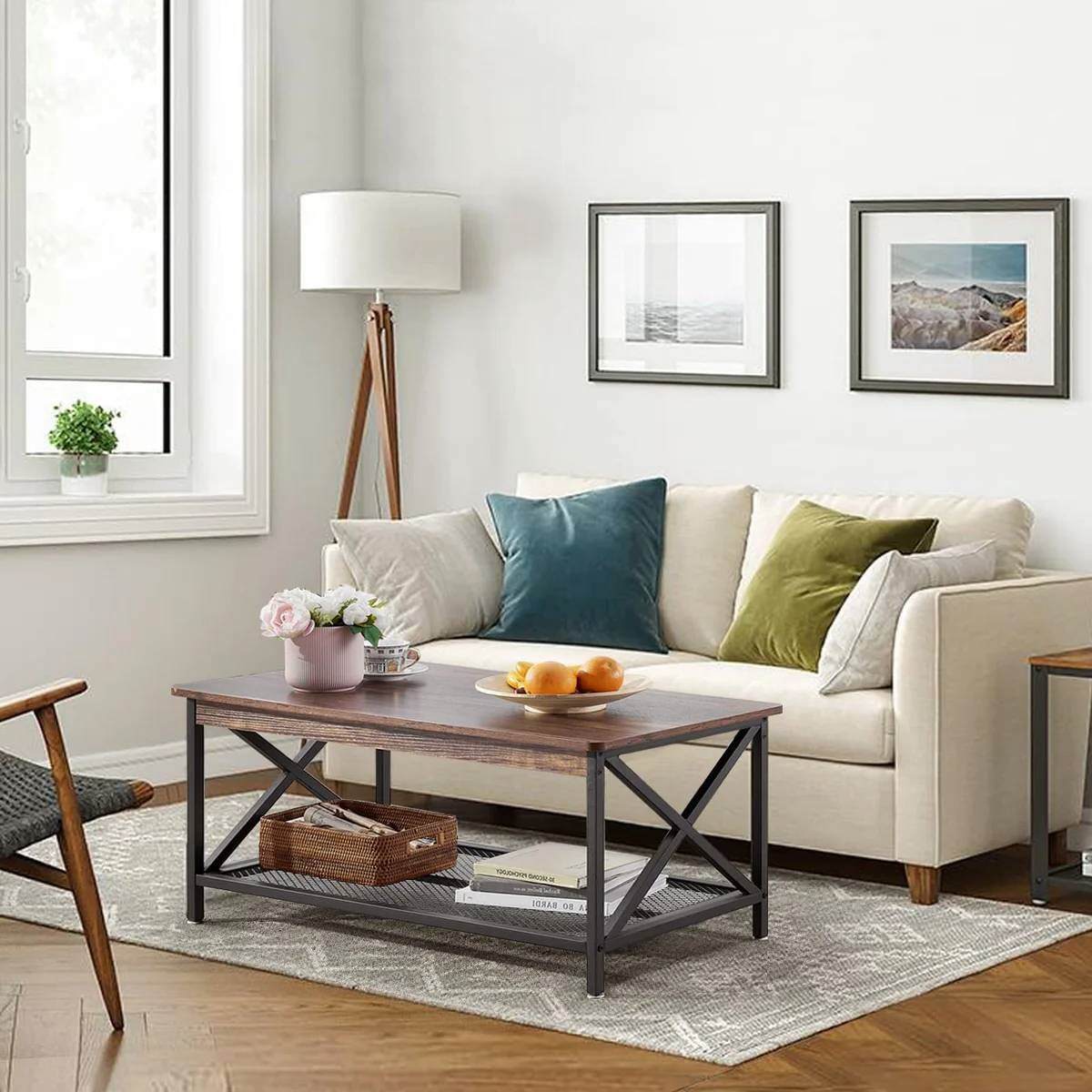 Modern Classic Metal + Wood Coffee Table