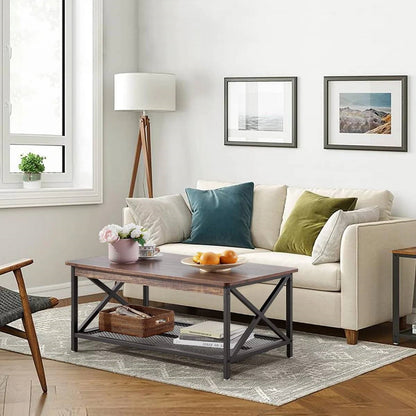Modern Classic Metal + Wood Coffee Table
