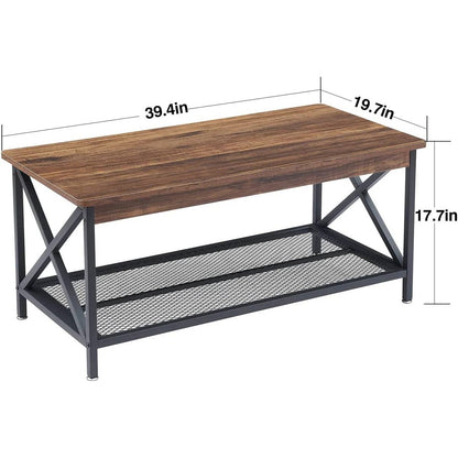 Modern Classic Metal + Wood Coffee Table