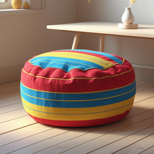 Denys Abstract Cotton Pouf – Multicolor