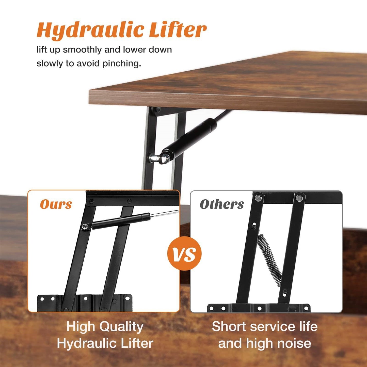 Modern Lift-Top Coffee Table – Brown Wood
