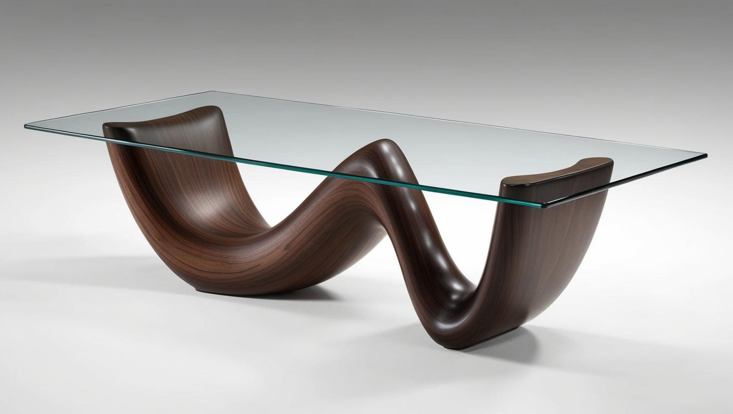 Glass Top with Wooden Base