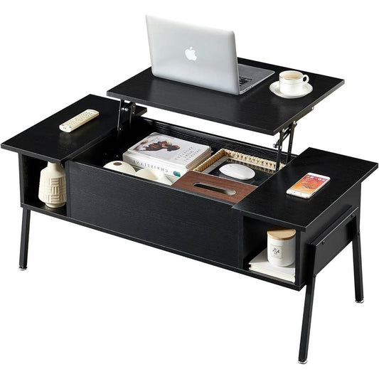 Modern Lift-Top Coffee Table – Black Wood