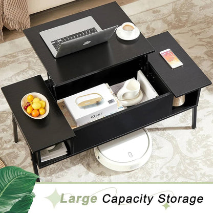 Modern Lift-Top Coffee Table – Black Wood