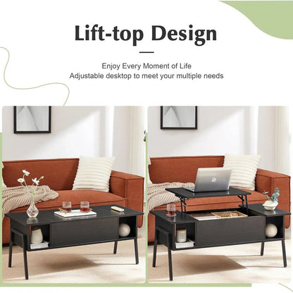 Modern Lift-Top Coffee Table – Black Wood