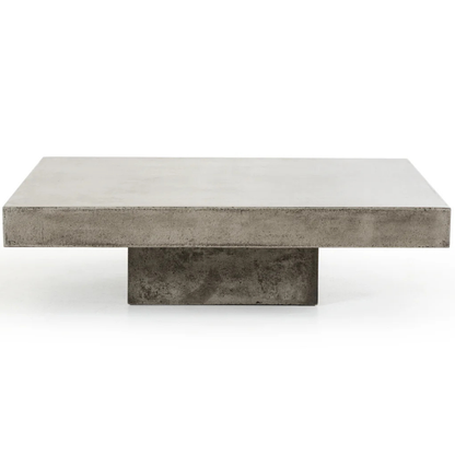 43" Gray & Dark Gray Concrete Square Block Coffee Table – Modern Industrial Collection