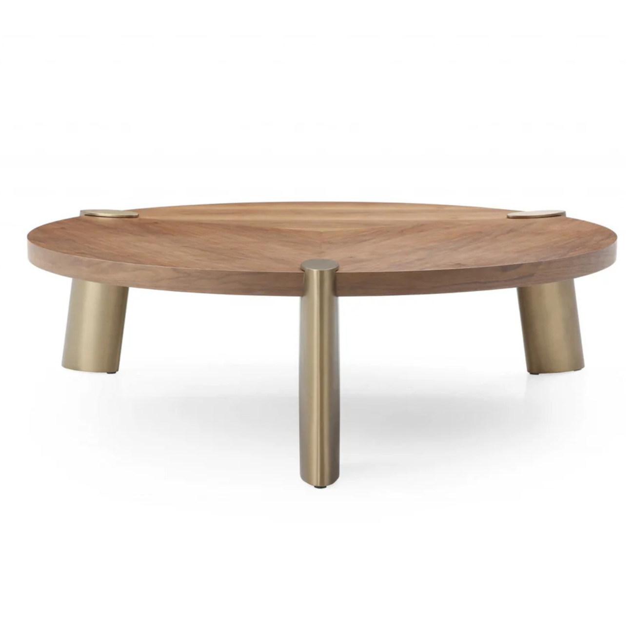 55" Brown & Gold Round Coffee Table – Modern Luxury Collection