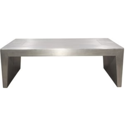 54" Silver Aluminum & Solid Wood Sled Coffee Table – Modern Luxury Collection
