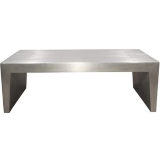 54" Silver Aluminum & Solid Wood Sled Coffee Table – Modern Luxury Collection