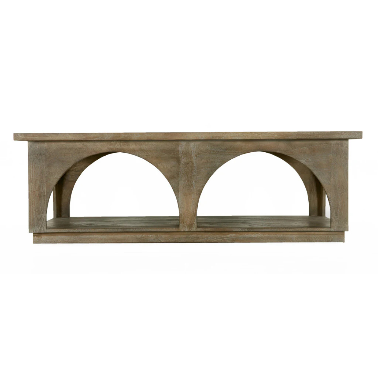 59" Brown Solid Wood Distressed Floor-Shelf Coffee Table – Luxury Wood Collection