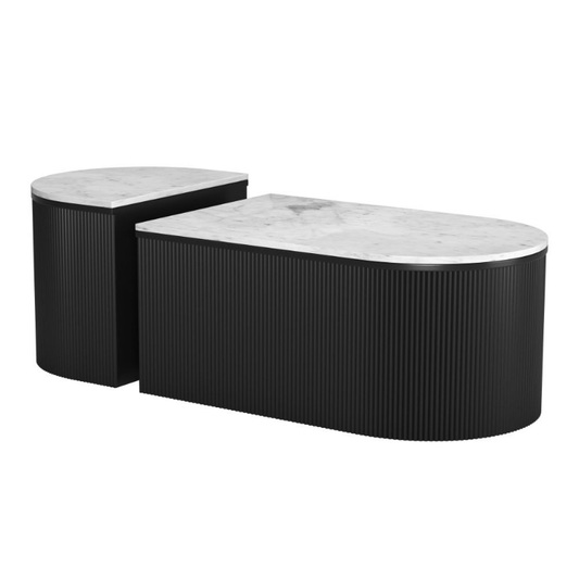 Ormara Coffee Table Set – White & Black
