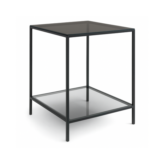Marini End Table – Smoked + Clear Glass